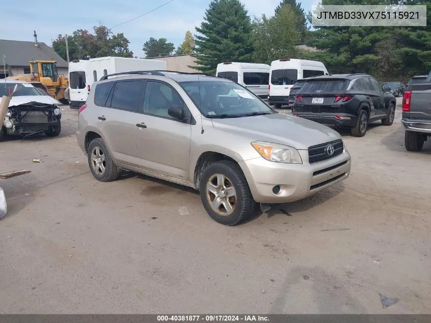 2007 Toyota Rav4 VIN: JTMBD33VX75115921 Lot: 40381877