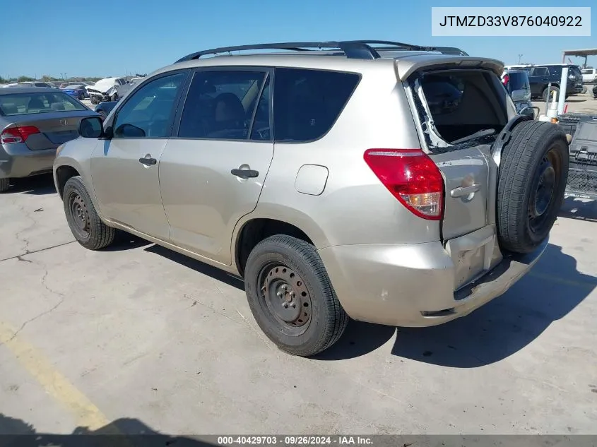 JTMZD33V876040922 2007 Toyota Rav4