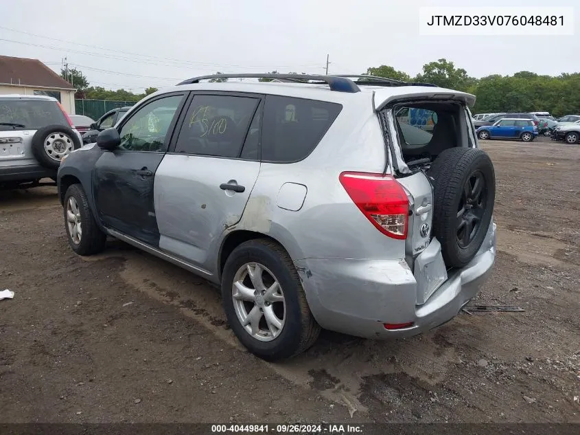 2007 Toyota Rav4 VIN: JTMZD33V076048481 Lot: 40449841