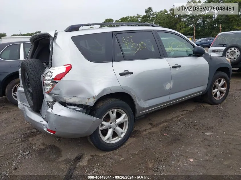 2007 Toyota Rav4 VIN: JTMZD33V076048481 Lot: 40449841