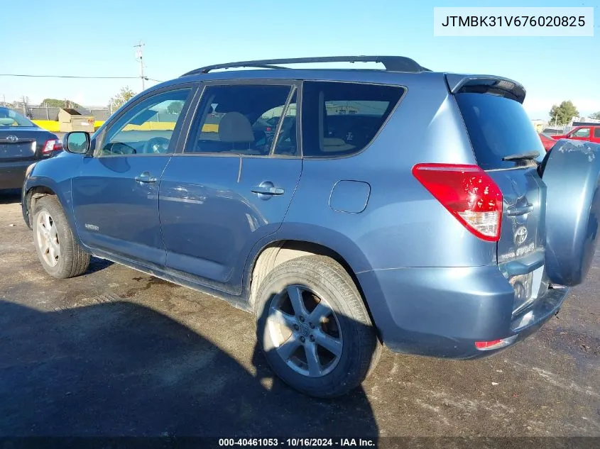 2007 Toyota Rav4 Limited V6 VIN: JTMBK31V676020825 Lot: 40461053