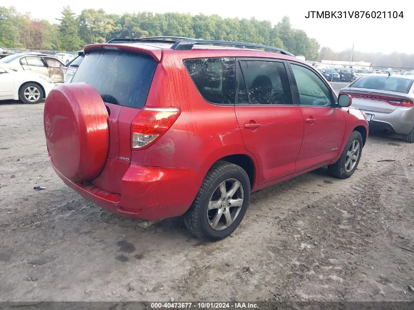 2007 Toyota Rav4 Limited V6 VIN: JTMBK31V876021104 Lot: 40473677