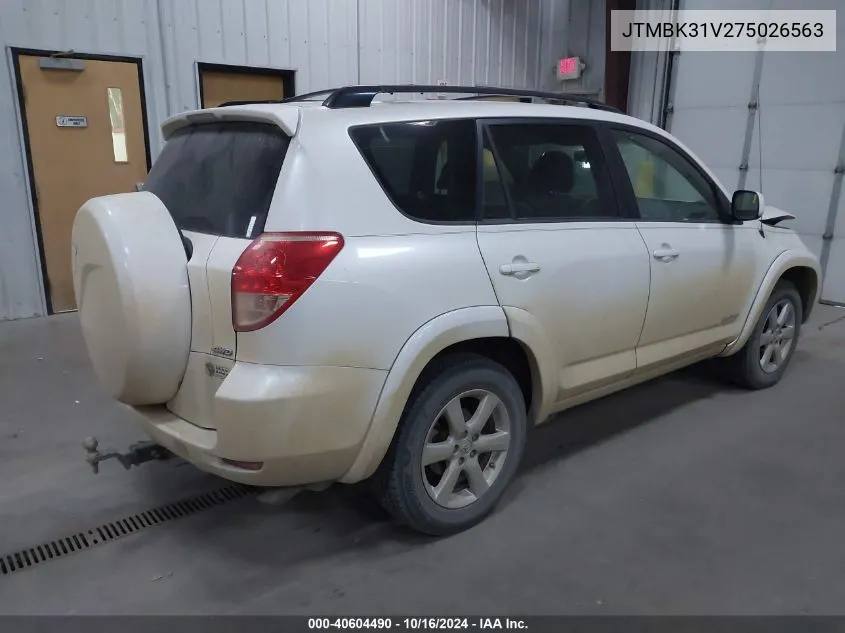 2007 Toyota Rav4 Limited V6 VIN: JTMBK31V275026563 Lot: 40604490