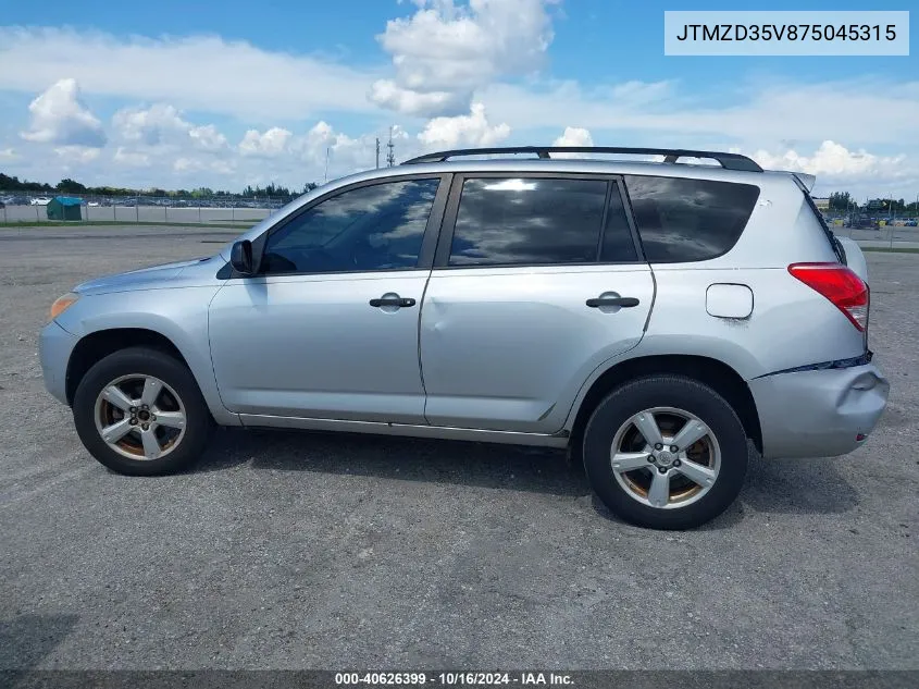 2007 Toyota Rav4 VIN: JTMZD35V875045315 Lot: 40626399