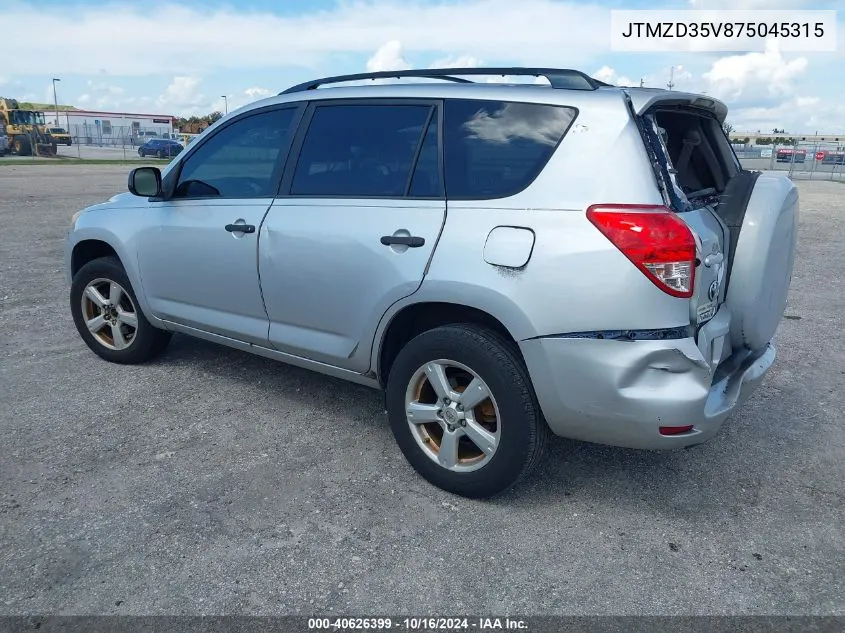 2007 Toyota Rav4 VIN: JTMZD35V875045315 Lot: 40626399