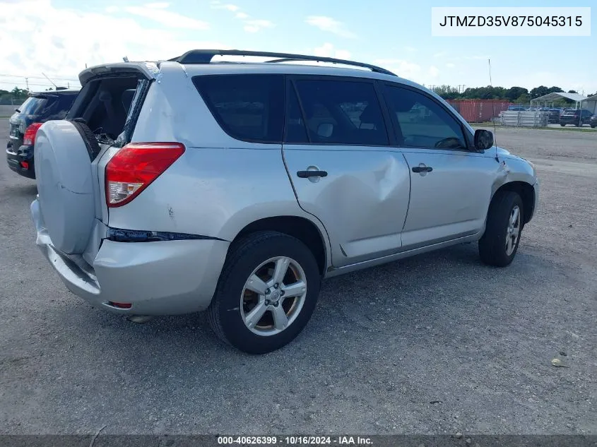 2007 Toyota Rav4 VIN: JTMZD35V875045315 Lot: 40626399