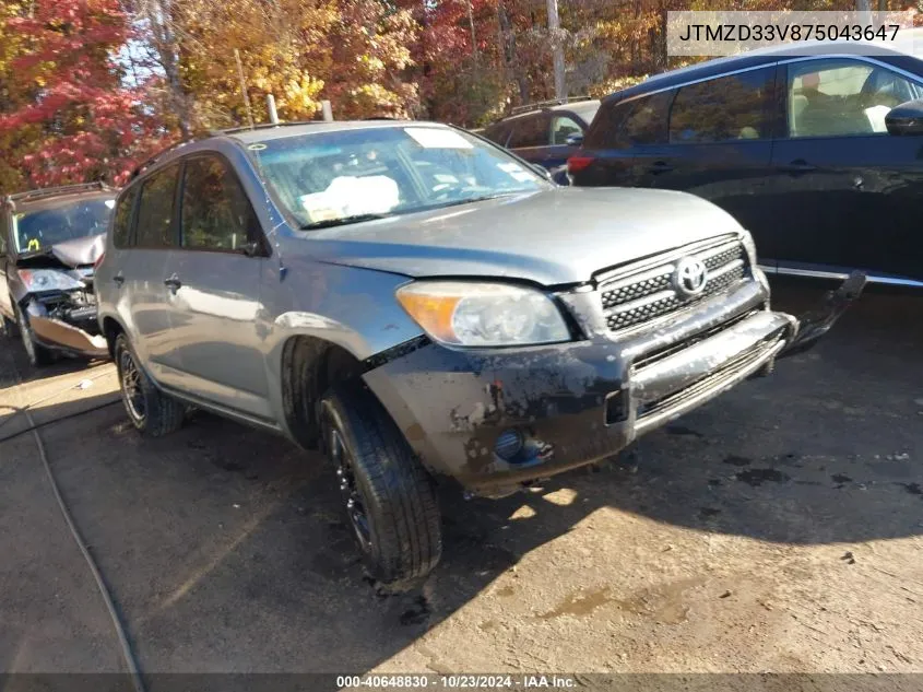 2007 Toyota Rav4 VIN: JTMZD33V875043647 Lot: 40648830