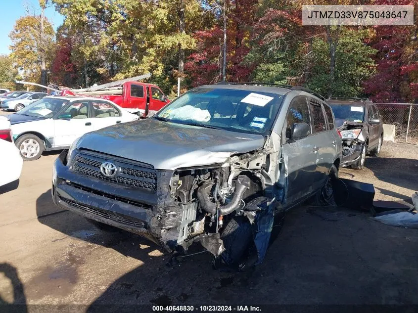 2007 Toyota Rav4 VIN: JTMZD33V875043647 Lot: 40648830