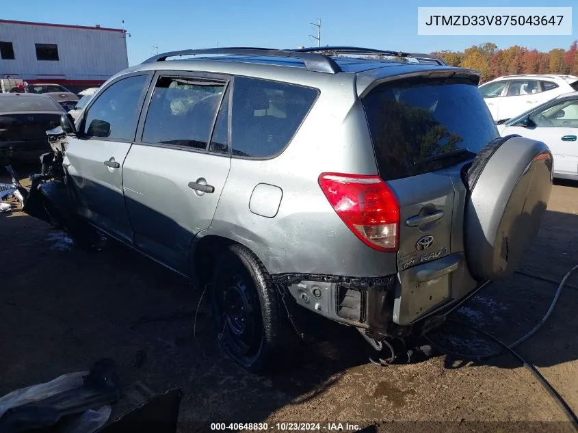 2007 Toyota Rav4 VIN: JTMZD33V875043647 Lot: 40648830