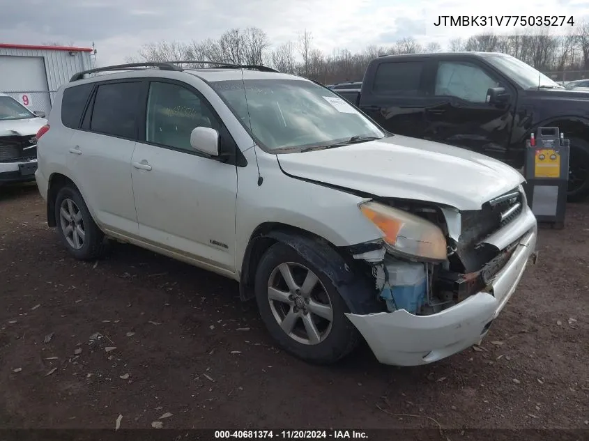 2007 Toyota Rav4 Limited V6 VIN: JTMBK31V775035274 Lot: 40681374