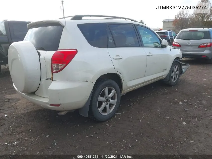 2007 Toyota Rav4 Limited V6 VIN: JTMBK31V775035274 Lot: 40681374