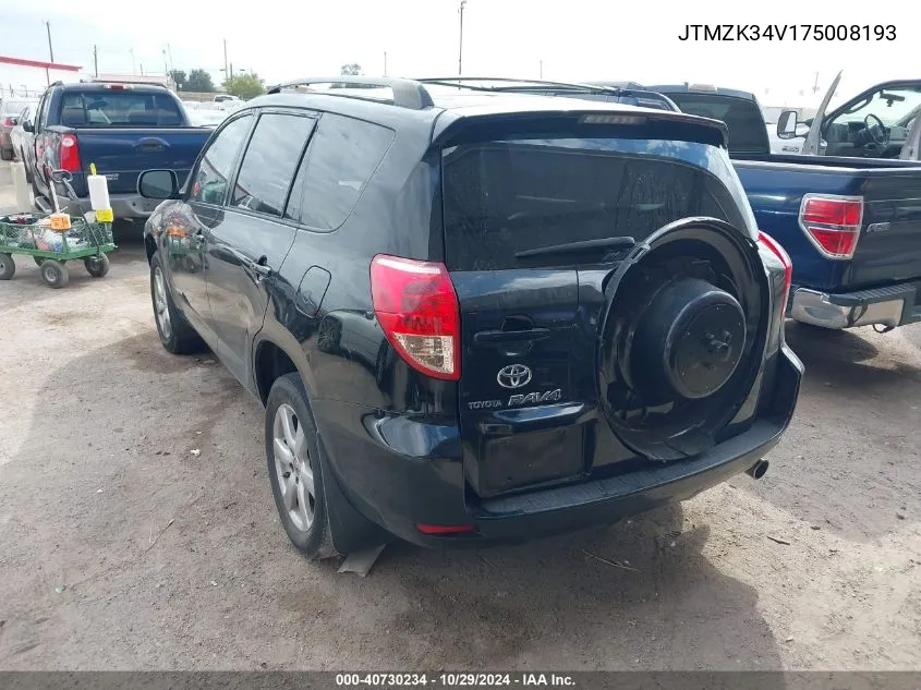 2007 Toyota Rav4 Limited V6 VIN: JTMZK34V175008193 Lot: 40730234