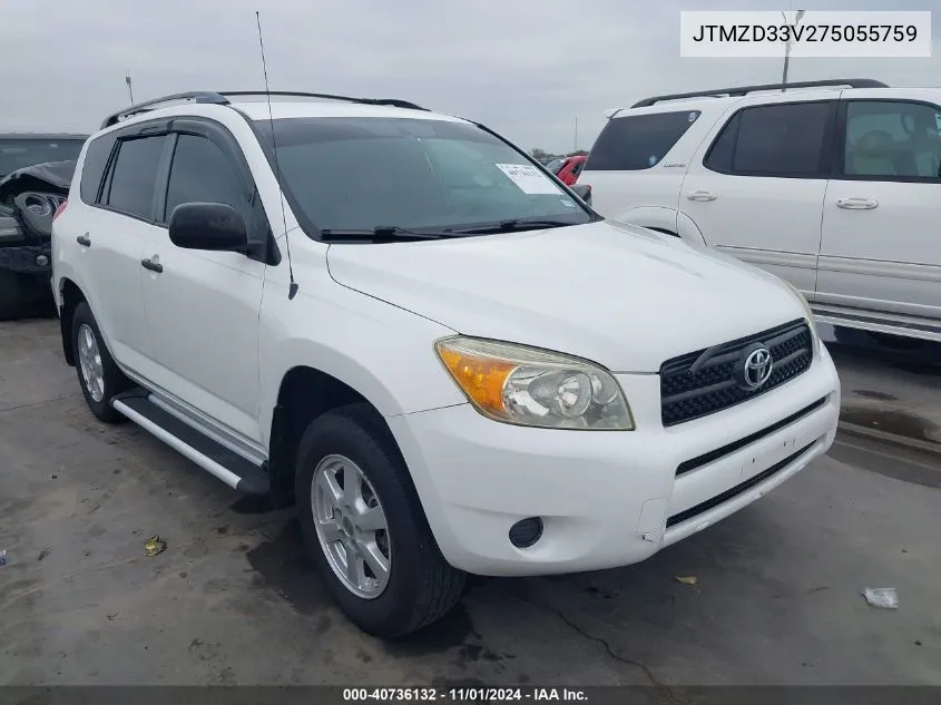 2007 Toyota Rav4 VIN: JTMZD33V275055759 Lot: 40736132