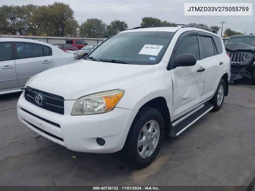 2007 Toyota Rav4 VIN: JTMZD33V275055759 Lot: 40736132