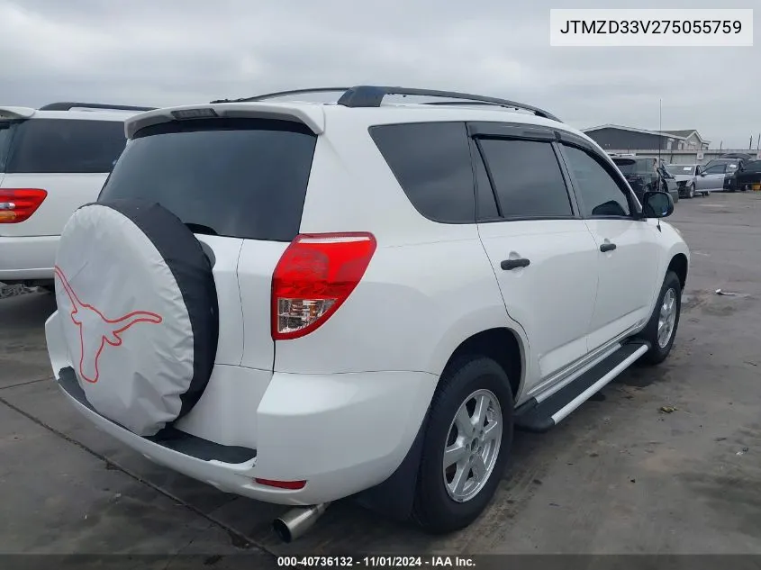 2007 Toyota Rav4 VIN: JTMZD33V275055759 Lot: 40736132