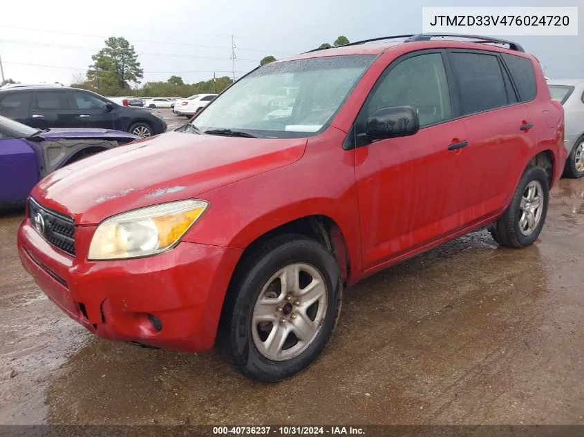 2007 Toyota Rav4 VIN: JTMZD33V476024720 Lot: 40736237