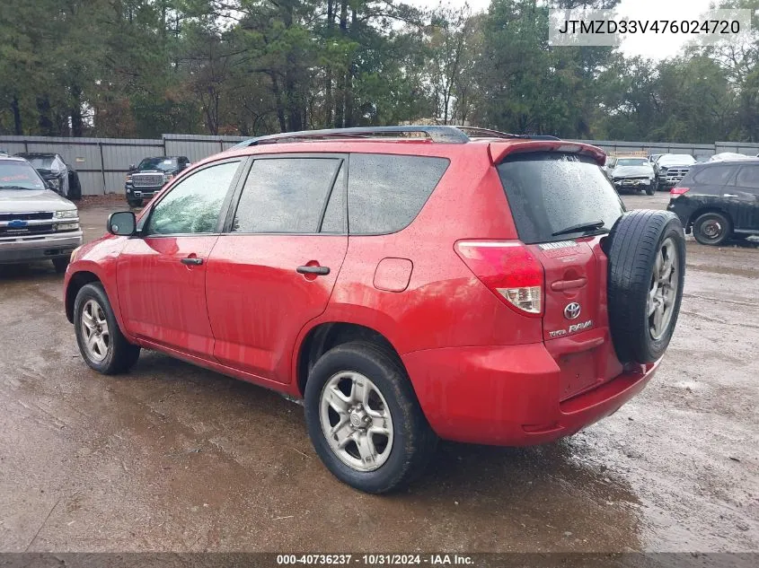 2007 Toyota Rav4 VIN: JTMZD33V476024720 Lot: 40736237