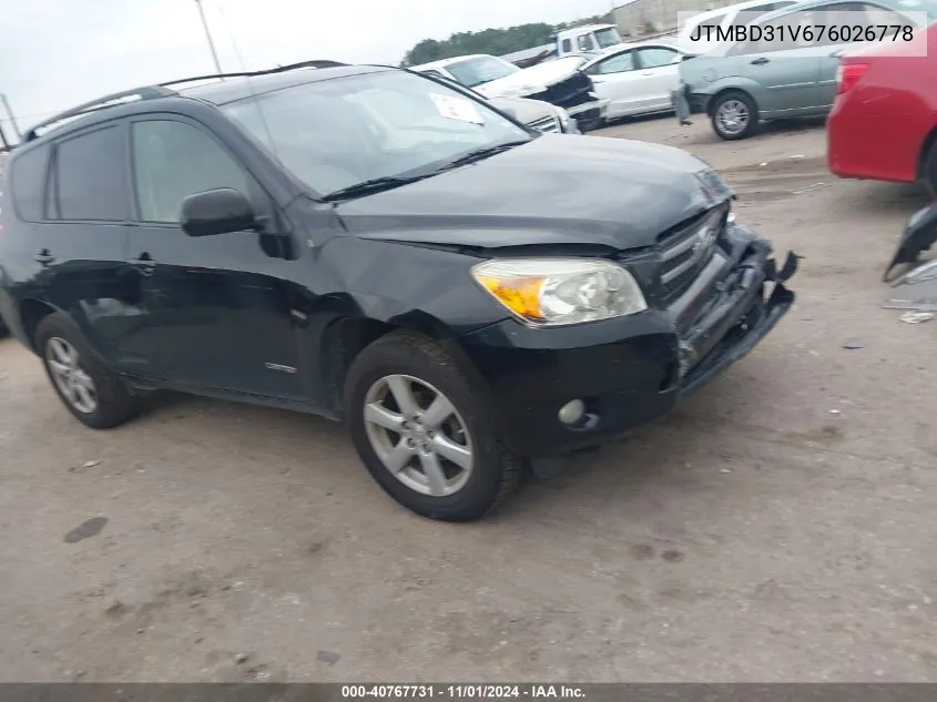 2007 Toyota Rav4 Limited VIN: JTMBD31V676026778 Lot: 40767731