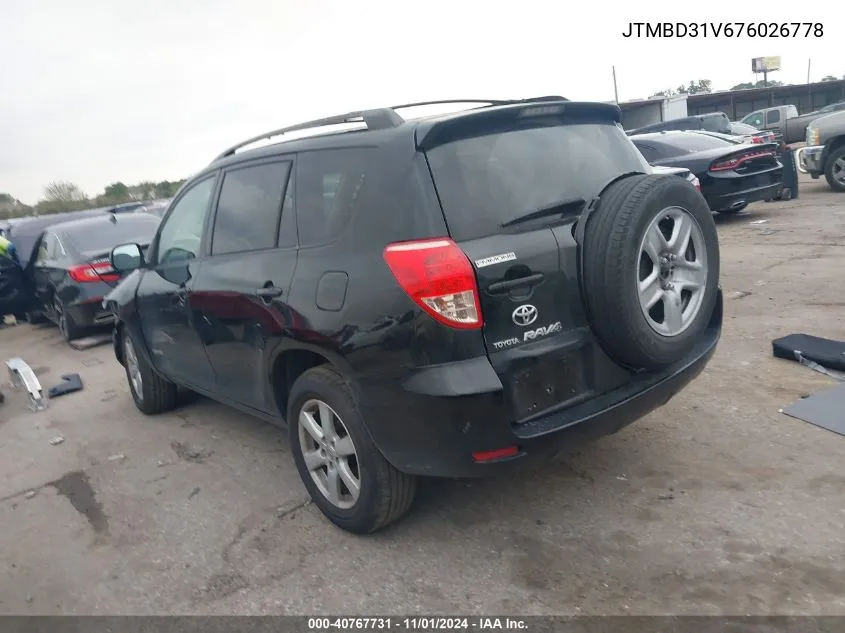 2007 Toyota Rav4 Limited VIN: JTMBD31V676026778 Lot: 40767731