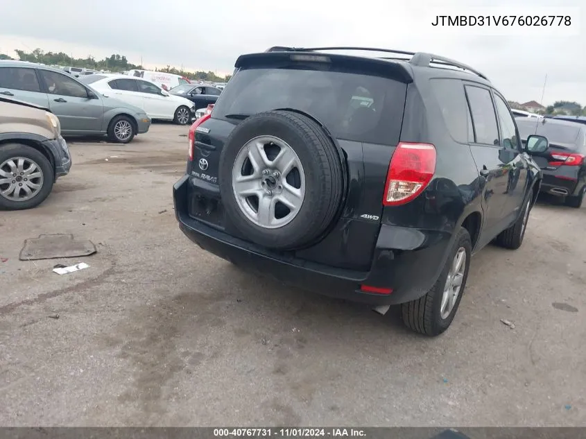 2007 Toyota Rav4 Limited VIN: JTMBD31V676026778 Lot: 40767731