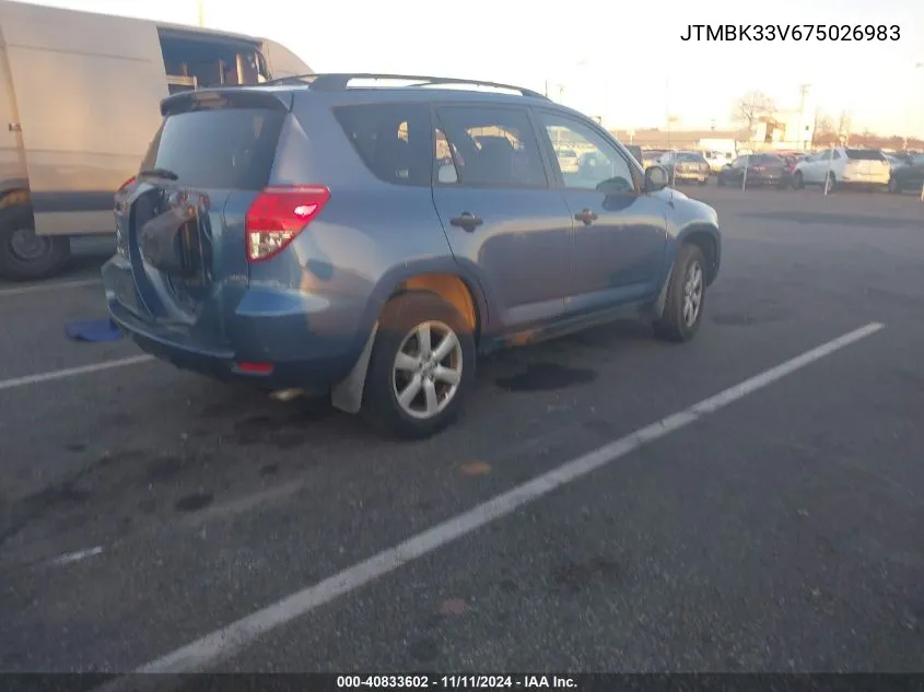 2007 Toyota Rav4 Base V6 VIN: JTMBK33V675026983 Lot: 40833602