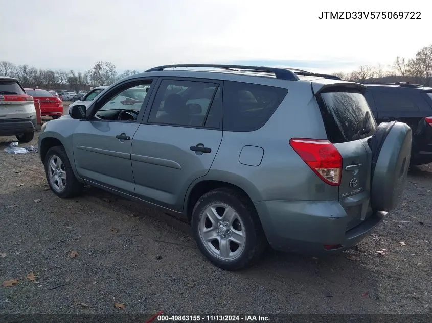 2007 Toyota Rav4 VIN: JTMZD33V575069722 Lot: 40863155