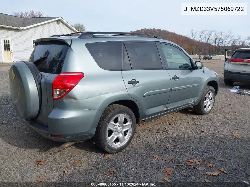 2007 Toyota Rav4 VIN: JTMZD33V575069722 Lot: 40863155