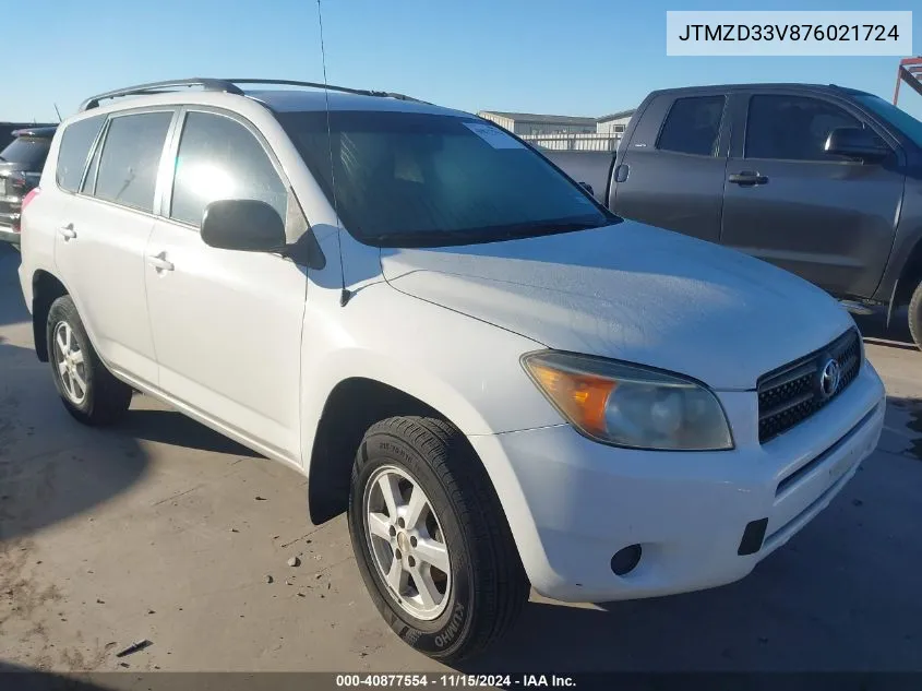 2007 Toyota Rav4 VIN: JTMZD33V876021724 Lot: 40877554