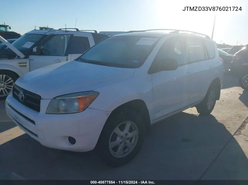 2007 Toyota Rav4 VIN: JTMZD33V876021724 Lot: 40877554