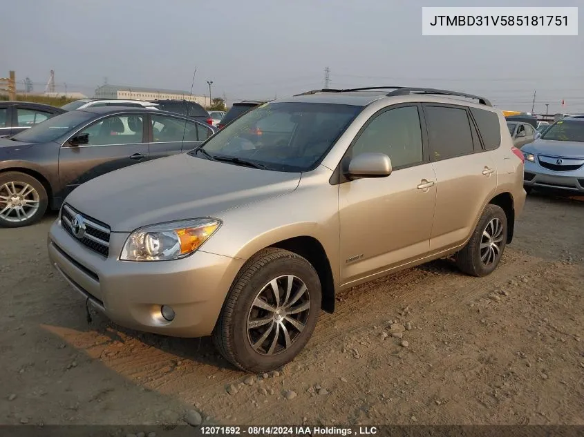 2008 Toyota Rav4 Limited VIN: JTMBD31V585181751 Lot: 12071592