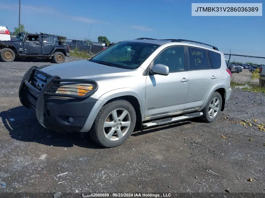 JTMBK31V286036389 2008 Toyota Rav4 Limited V6