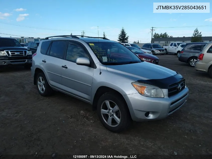 2008 Toyota Rav4 VIN: JTMBK35V285043651 Lot: 12100097