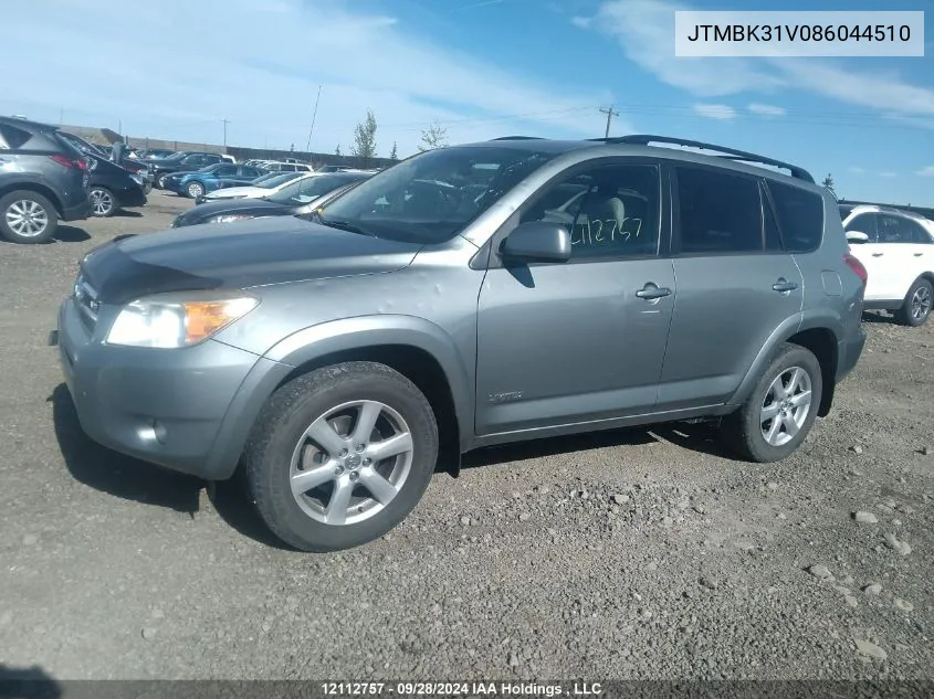 2008 Toyota Rav4 Limited VIN: JTMBK31V086044510 Lot: 12112757