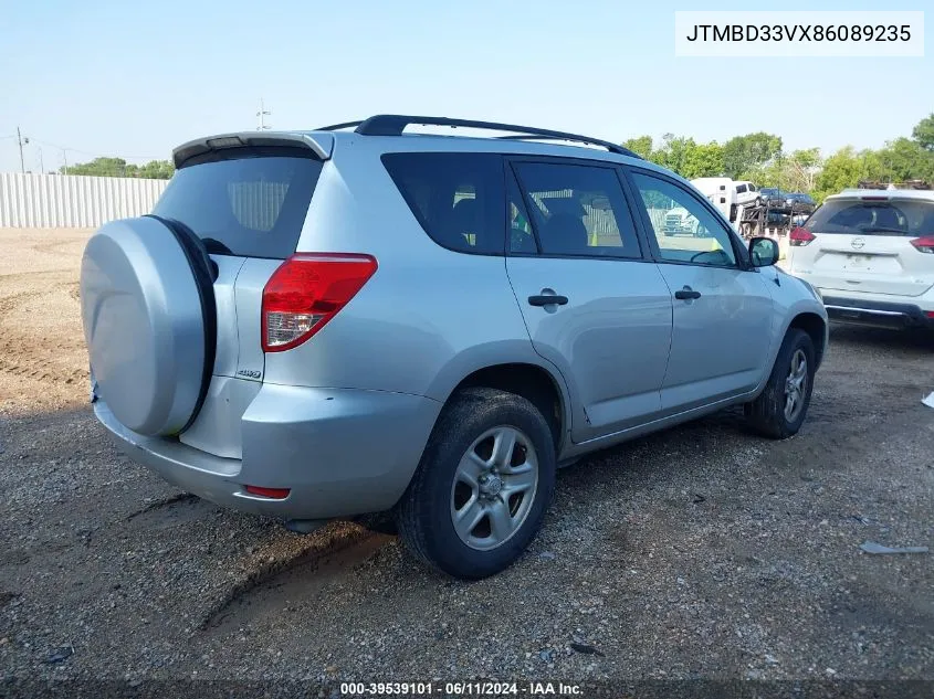 2008 Toyota Rav4 VIN: JTMBD33VX86089235 Lot: 39539101