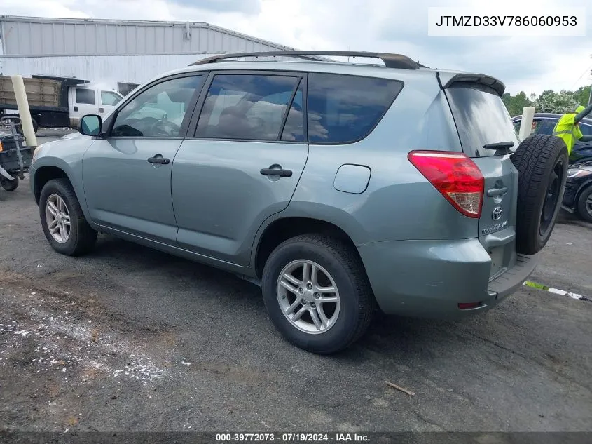 2008 Toyota Rav4 VIN: JTMZD33V786060953 Lot: 39772073