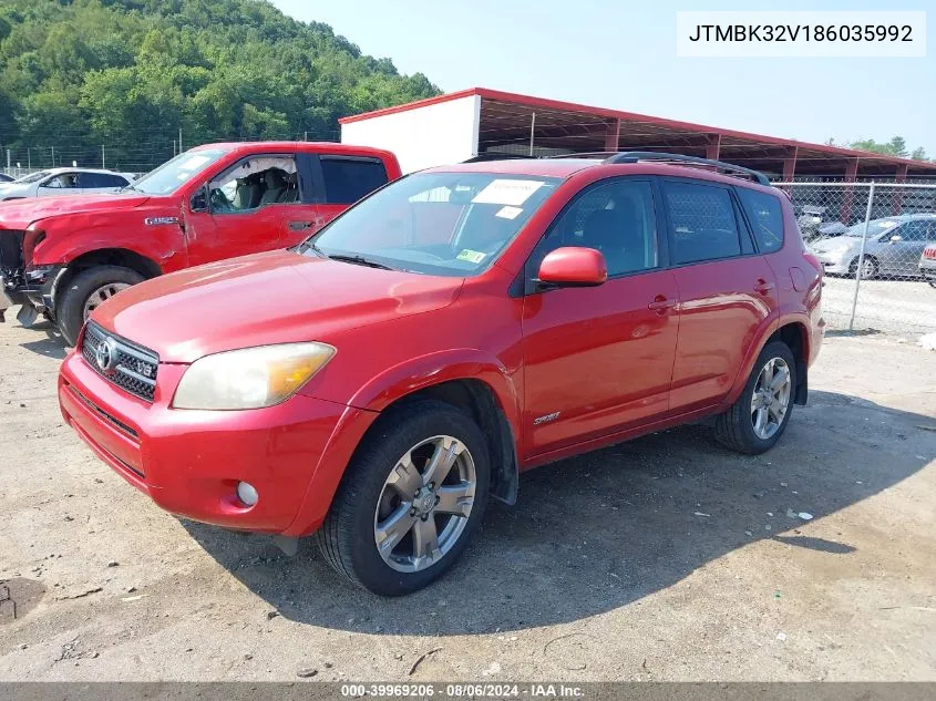 2008 Toyota Rav4 Sport V6 VIN: JTMBK32V186035992 Lot: 39969206