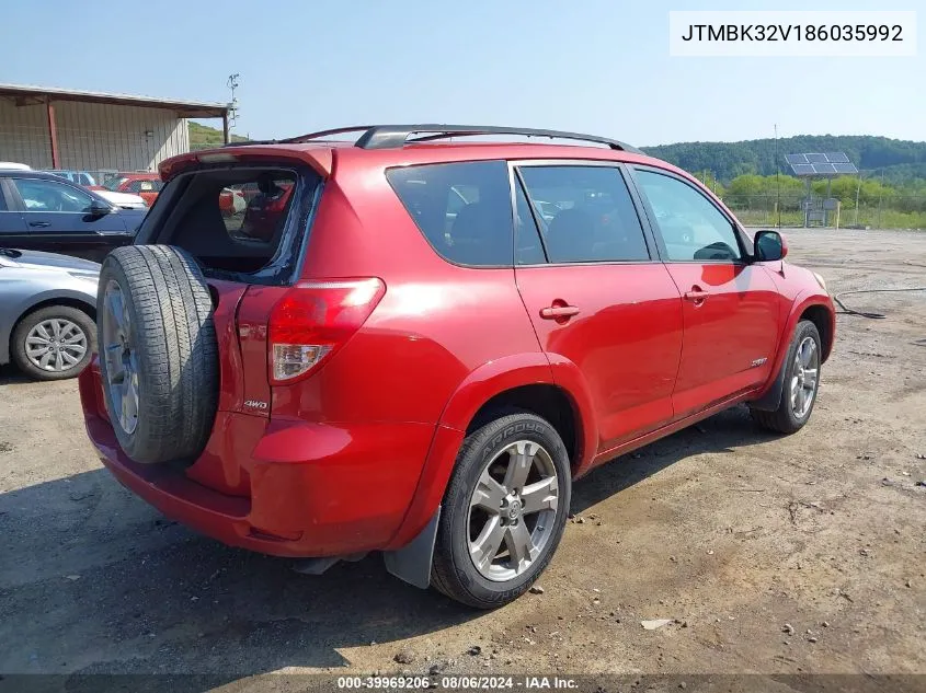 2008 Toyota Rav4 Sport V6 VIN: JTMBK32V186035992 Lot: 39969206