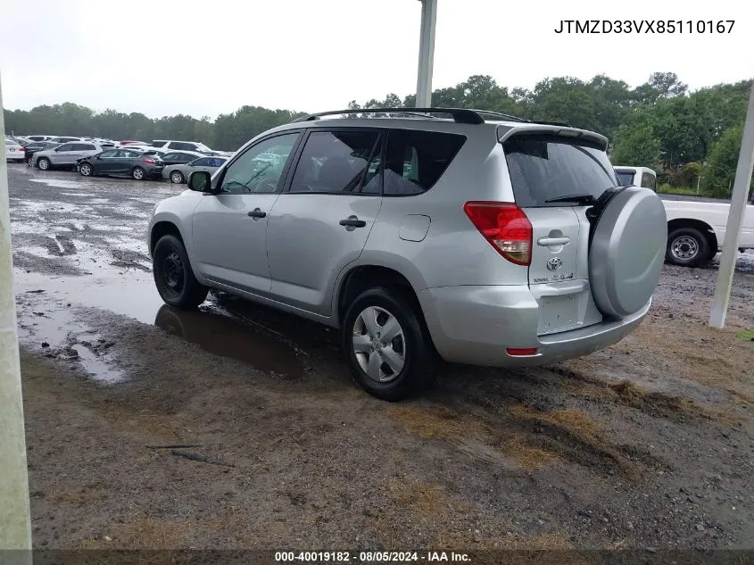 2008 Toyota Rav4 VIN: JTMZD33VX85110167 Lot: 40019182