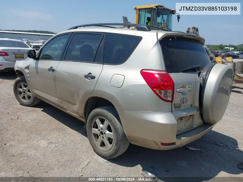 2008 Toyota Rav4 VIN: JTMZD33V885103198 Lot: 40021183