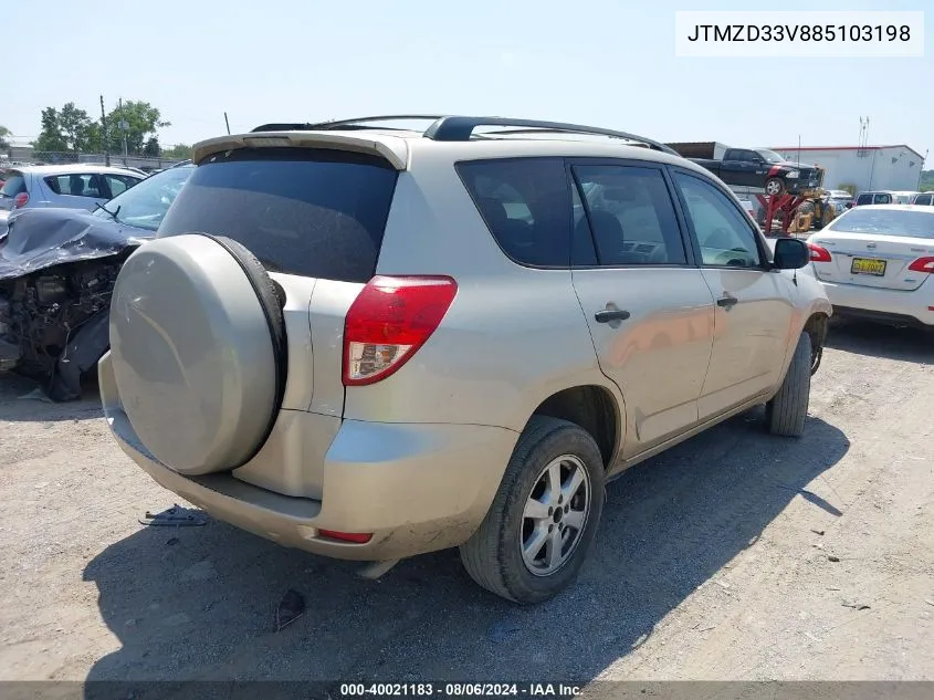 2008 Toyota Rav4 VIN: JTMZD33V885103198 Lot: 40021183