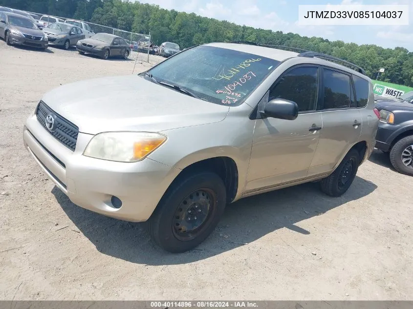 2008 Toyota Rav4 VIN: JTMZD33V085104037 Lot: 40114896