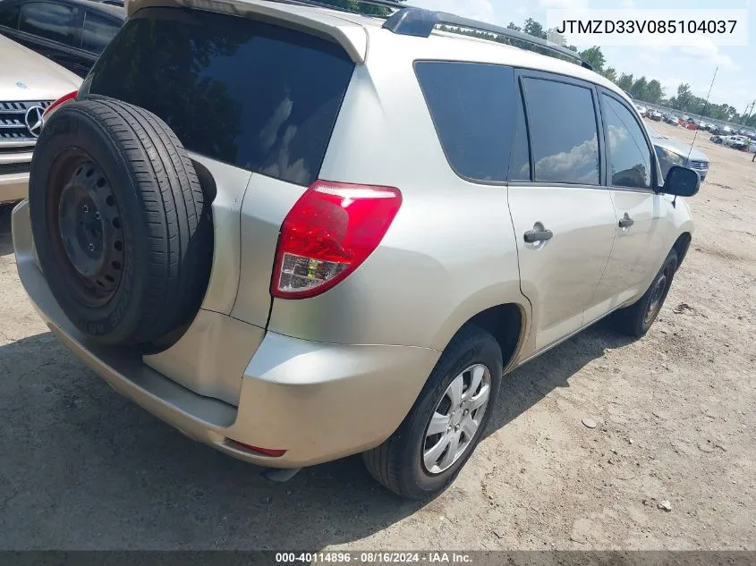 2008 Toyota Rav4 VIN: JTMZD33V085104037 Lot: 40114896