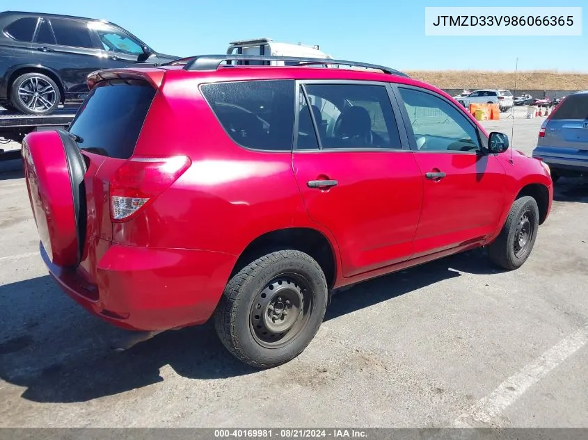 2008 Toyota Rav4 VIN: JTMZD33V986066365 Lot: 40169981