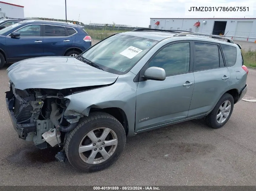 JTMZD31V786067551 2008 Toyota Rav4 Limited