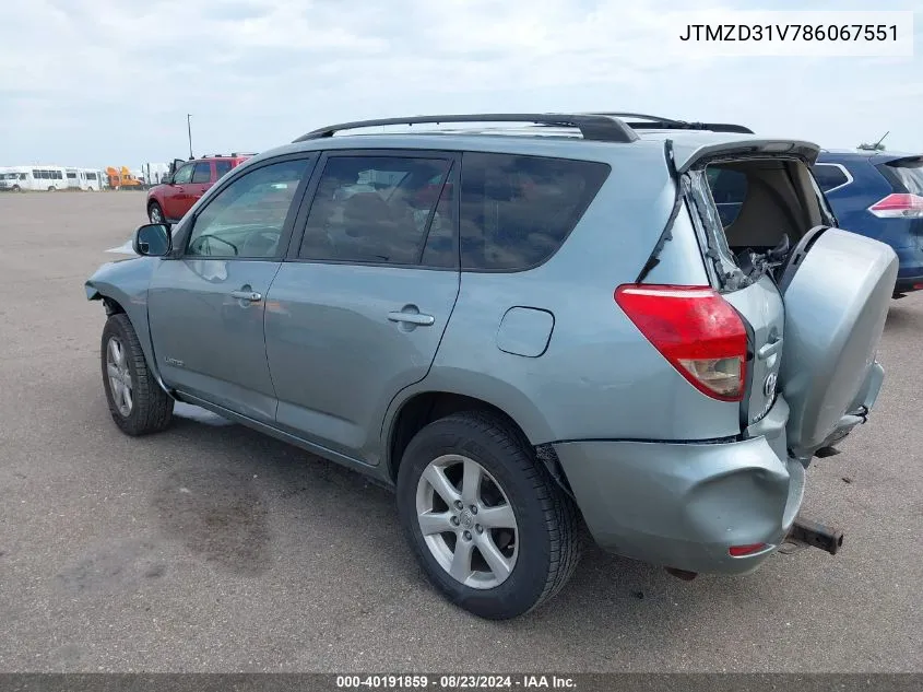 JTMZD31V786067551 2008 Toyota Rav4 Limited