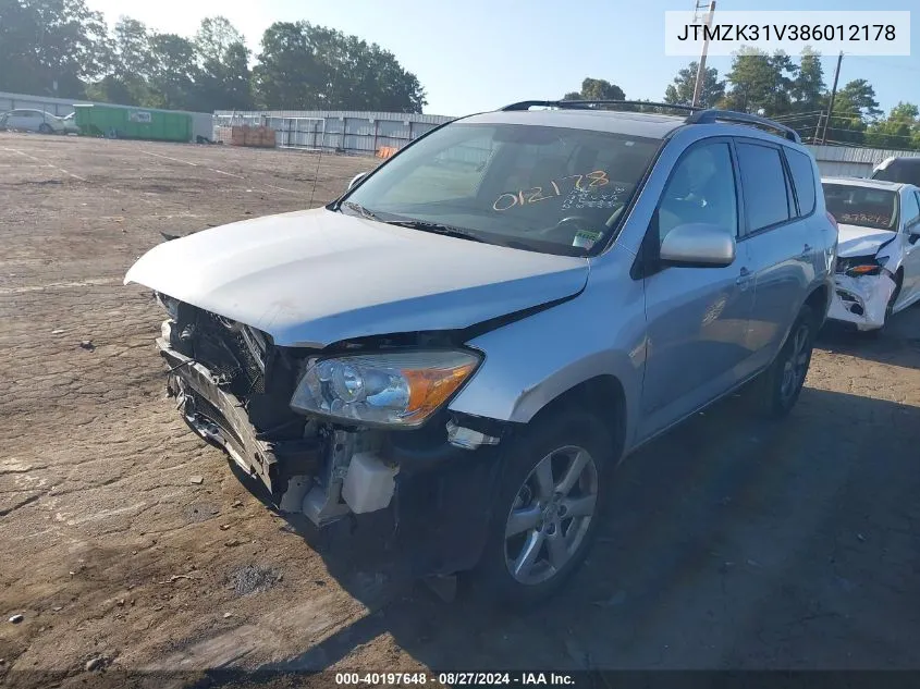 JTMZK31V386012178 2008 Toyota Rav4 Limited V6