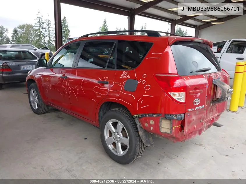 2008 Toyota Rav4 VIN: JTMBD33V886066701 Lot: 40212536