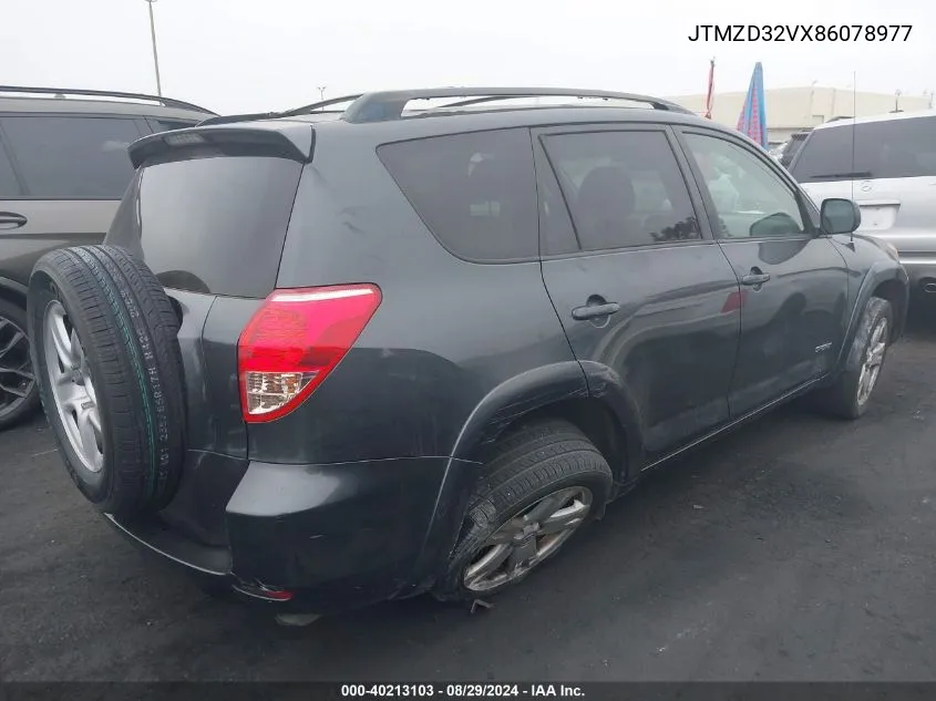 2008 Toyota Rav4 Sport VIN: JTMZD32VX86078977 Lot: 40213103