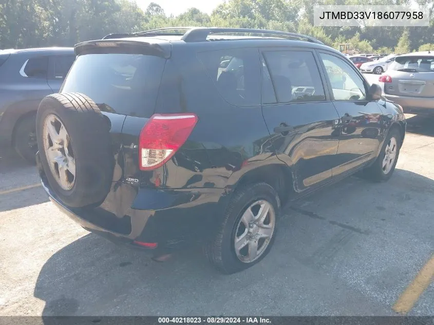 2008 Toyota Rav4 VIN: JTMBD33V186077958 Lot: 40218023