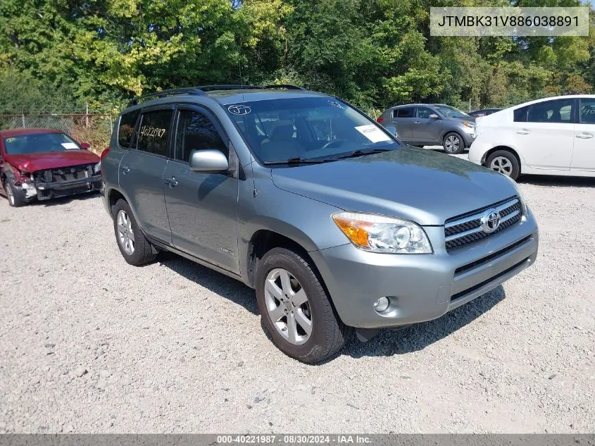 2008 Toyota Rav4 Limited V6 VIN: JTMBK31V886038891 Lot: 40221987